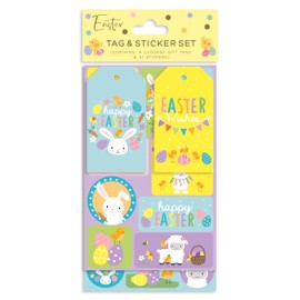 Eurowrap Easter Gift Tags & Sticker Pack – 4 Colourful Gift Tags & 51 Stickers – Cute Bunny, Lamb & Easter Egg Designs for Gifts & Crafts