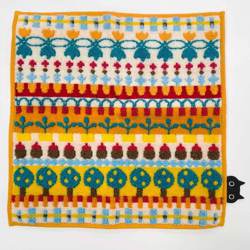 Atsuko Matano 181005-0003-02 Towel Handkerchief (Orange) [100% Cotton] Women's Cat
