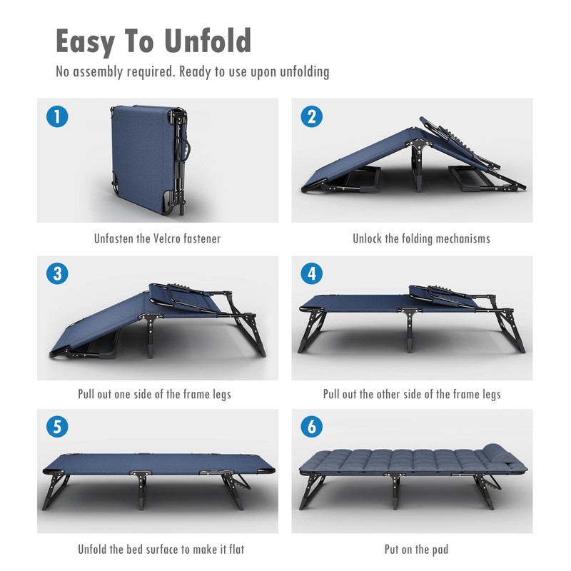 ATORPOK Folding Camping Cot for Adults with Padded Mattress and