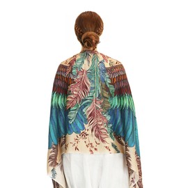 Exotic Wings Bird feathers Hand Painted and Digitally Printed Pure Cotton Shawl Scarf