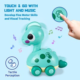 YOLOMOON Baby Toys 6-12 Months, Musical Dinosaur Toys for 1 2 Year Old Boys Girls Toddlers, Touch and Go Crawling Dinosaurs with Lights & Sounds, Birthday Gifts for Boys Kids 6 9 12 month 1-2 Year Old