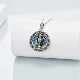 ONEFINITY Sword Necklace Sterling Silver with Abalone Shell Sword Pendant Amulet Anniversary New Years Necklace Jewelry for Men Women