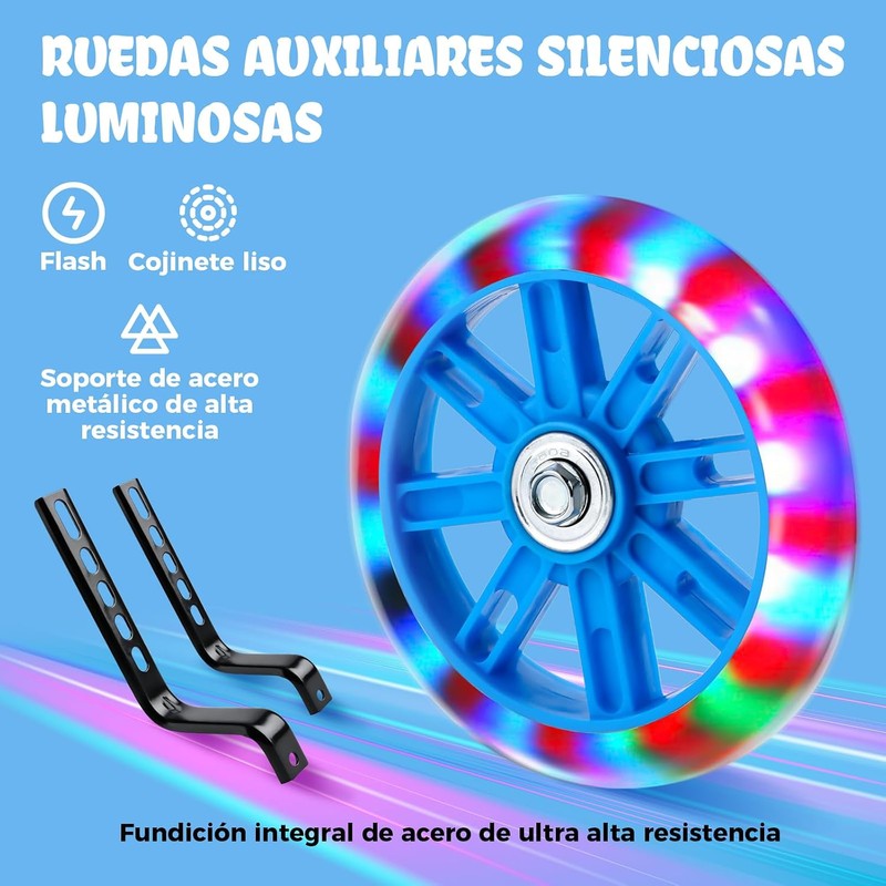 GWMWON Llantitas Bicicleta Llantas Entrenadoras,Ruedas de Entrenamiento LED