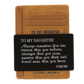 FAYERXL Minimalist Wallets Gift for son daughter from Mom Dad Slim Wallet RFID Front Pocket Wallet (Mom to my daughter)