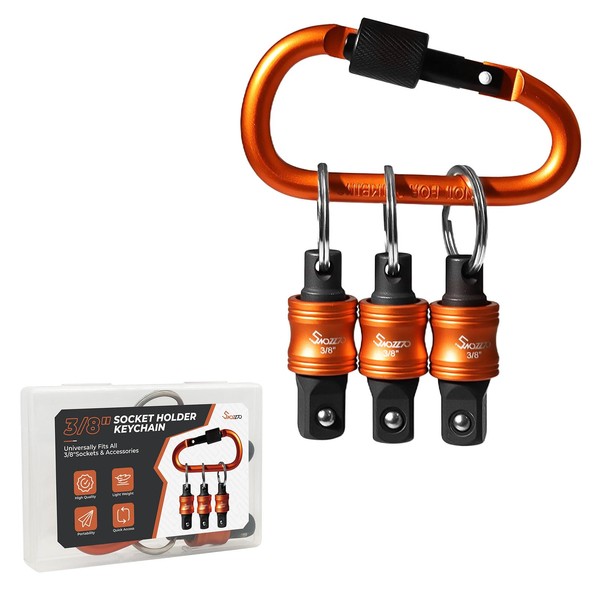 3PCS 3/8" Socket Holder Keychain Set,Drive Quick-Release Organizer with Locking