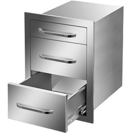 Mophorn 14x20.3 Inch Outdoor Kitchen Drawers Stainless Steel, Flush Mount Triple Drawers, 14W x 20.3H x 23D Inch, with Stainless Steel Handle, BBQ Drawers for Outdoor Kitchens or BBQ Island
