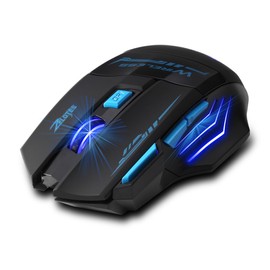 zelotes Wireless Gaming Mouse 4000DPI 7 Buttons LED 2.4GHz with USB Receiver Ergonomic Design Wireless Optical Mouse Portable for PC Laptop Mac Black