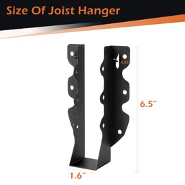 2x8 Joist Hangers, 16 Pcs Hurricane Ties for Rafters Tie Brackets, Black Powder Coating Joist Brackets for Ceiling Joists and Floor Deck