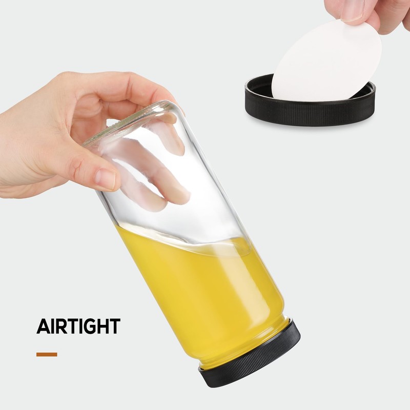 12 PACK, 16 OZ Glass Juice Bottles with Airtight Lids,