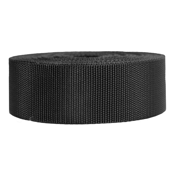 Strapworks Heavyweight Polypropylene Webbing - Heavy Duty Poly Strapping for Outdoor DIY Gear Repair, 2 Inch x 50 Yards - Black