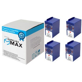 SuppliesMAX Compatible Replacement for Pitney-Bowes DM-90i/DM-100i/DM-110i/DM-125i/DM-150i/DM-160i/DM-200L/DM-220i/DM-225 Red Postage Meter Inkjet (4/PK) (793-5_4PK)