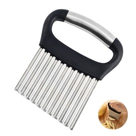 Zemcxney Crinkle Cutter for Veggies, Stainless Steel French Fry Cutter for Potatoes Cucumbers Carrot Crinkle Cut Knife Wavy Chopper Waffle Fry Slicer