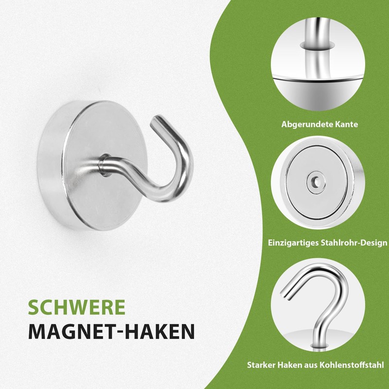 Neosmuk Magnetic Hooks, 6 kg High Performance Earth Magnets with