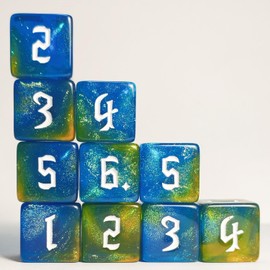 10 PC D6 dice 16mm Acrylic Dice Set for RPG MTG DND Dice Table Games and Board Games (Cyan+Blue)