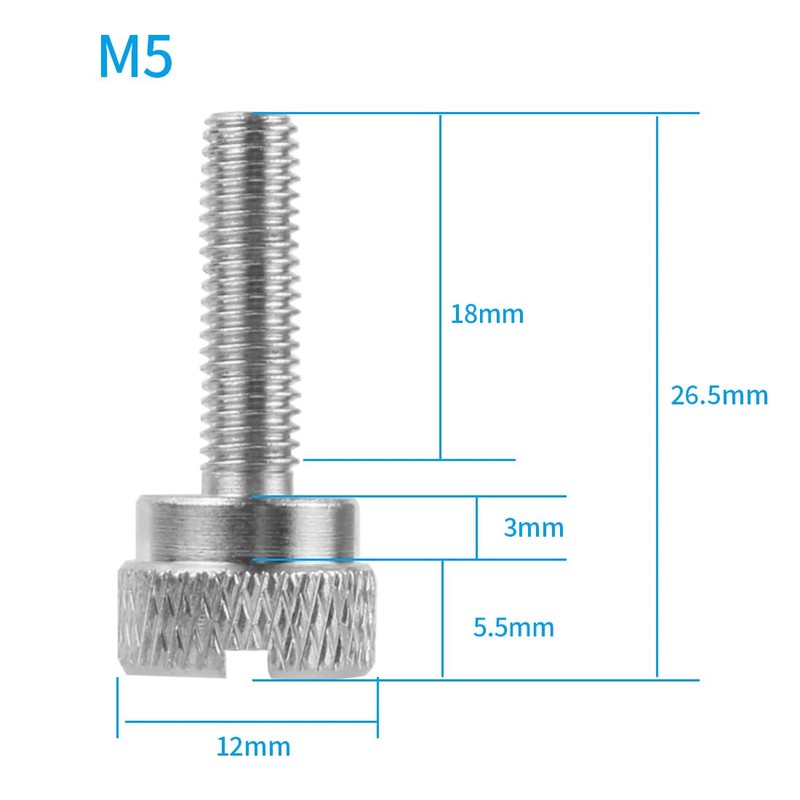 CS PRIORITY M5 Knurled Thumb Screws Slotted Head Hand Tighten
