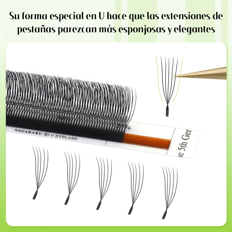 Extensiones De Pestañas Nagaraku U 5d, Pestañas 5d W Forma
