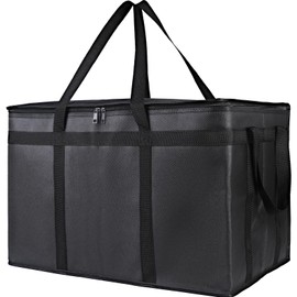 Bodaon Insulated Food Delivery Bag, XXXL Pizza Delivery Bags for Hot and Cold Food, Commercial, Large Capacity Reusable Warming Bag, Catering Cooler Bag for Doordash, Warmers for Parties (Black, 1Pk)