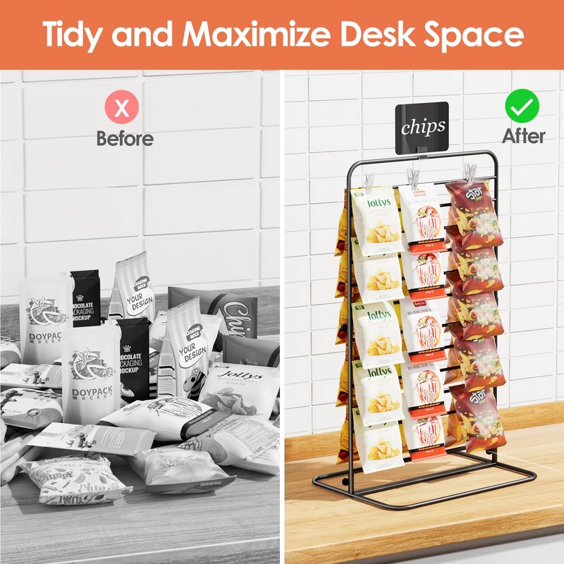 Nuovoware Chip Rack Display Stand, 11-Row Chip Bag Holder with