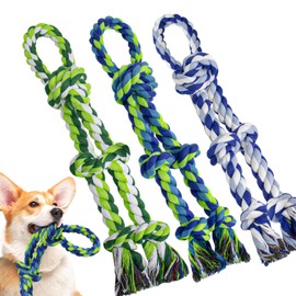 WDZZHOT [3 Pack] Dog Rope Toys for Aggressive Chewers, Nearly Indestructible Rope Chew Toys for Large, Medium & Small Dogs, Heavy Duty 100% Cotton Tug of War Dog Toy for Boredom, Teeth Cleaning