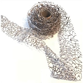 Rustic Coated Fabric Net Ribbon, 2.6 inch x 15 feet roll, Wireless Shapeable Rough Woodsy Nautical Gifts