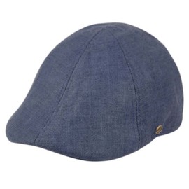Funky Junque Men's Linen Duckbill Flat Cap - Navy (Large/XL)