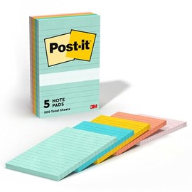 Post-it Super Sticky Notes, 5 x 20.3 cm, Marseille Collection, 5 Pads
