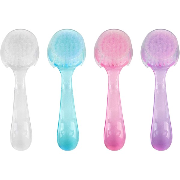 AUEAR, 4 Pack Face Brush for Cleansing and Exfoliating Facial Cleaning Brush with Cap for Women and Girls Wash Makeup Massaging
