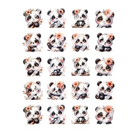 Panda Bear Nail Art Decals - Waterslide Nail Decals (Adult 0.4" inches)