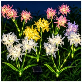 DooYard Solar Spider Lily Flower Lights Outdoor Waterproof 2 Pack, Glowing Flowers & Stems Garden Lights with Upgraded Solar Panel, Decorative Lights for Lawn Patio Yard Decor, Gift for Mom (2 Pack)