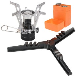 Camping Stove Portable Windproof Camping Gas Stove with Carry Case, Mini Foldable Gas Tank Tripod Pocket Stove Perfect for Picnic Backpacking and Trekking