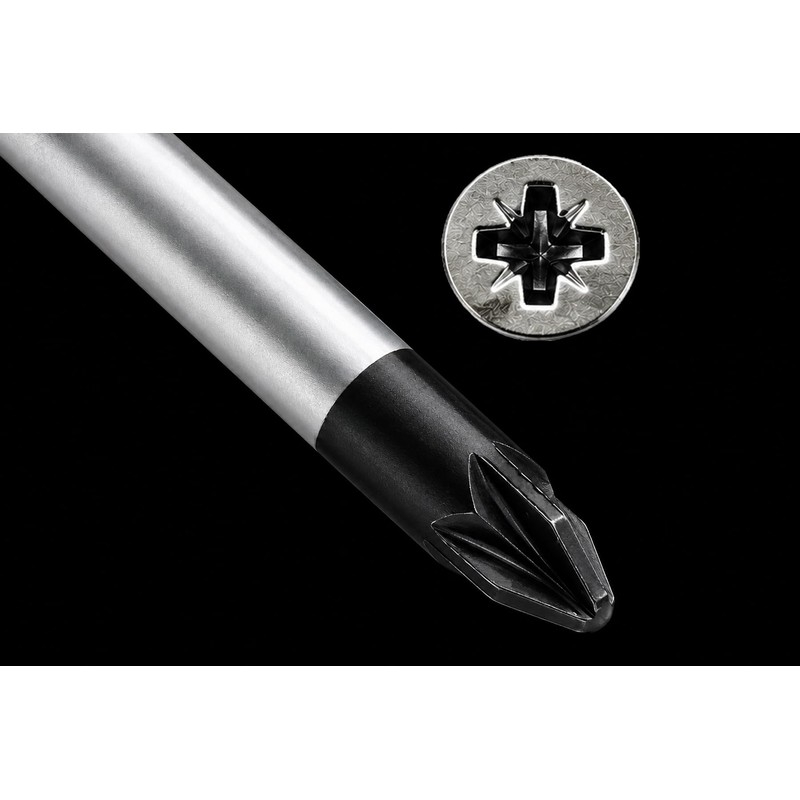 2PCS Pozidriv PZ2 Screwdrivers for Pozi Screw, S2 Steel, 100mm