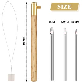 WILLBOND 4 Pieces Punch Needle Kit 1 Piece Wooden Handle Punch Needle Wooden Handle with 3 Pieces Punch Needle Punch Needle Set Wood Punch Needle Wood Embroidery Pen Wood Punch Needle Wood 2.5 mm, 3