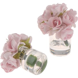 2 Pcs Dollhouse Miniature Flowers Dollhouse Mini Vase with Flower Dolls House Flower Glass Vase 1:12 Scale Dollhouse Miniature Flower in Vase, Lightweight Dollhouse Decor