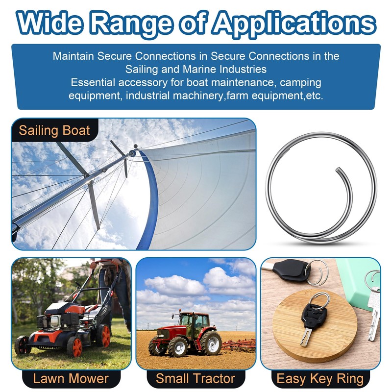 Dunkive 66 Pcs 5 Sizes Stainless Steel Cotter Ring Kit,