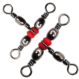 T-Turn 3 Way Fishing Swivels Brass Barrel Triple Swivel Snaps Cross Line Fishing Line Connectors Anti-Tangle Tackle Equipment Test 20-100LB (Size 6*8-50pcs)