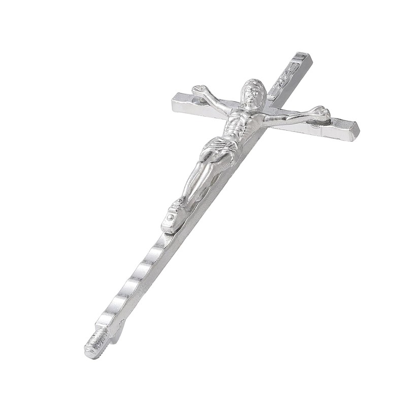 Imerance Crucifix Wall Cross Small Metal Slender Catholic Crosses Silver