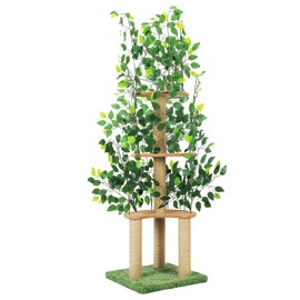 Cat Tree with Leaves, Cat Tower for Indoor Cats, Cat Tree with Scratching Post for Climbing, Hiding(Green)