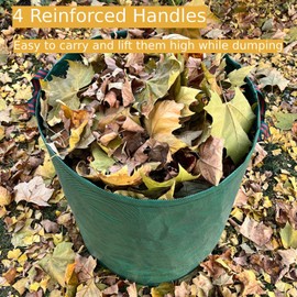 Leaf Collector 3-Pack | 106Gal Eco-Friendly Reusable Leaf Bags | Heavy-Duty Self-Standing Yard Waste Container w/4 Handles for Lawn Maintenance & Outdoor Recycling