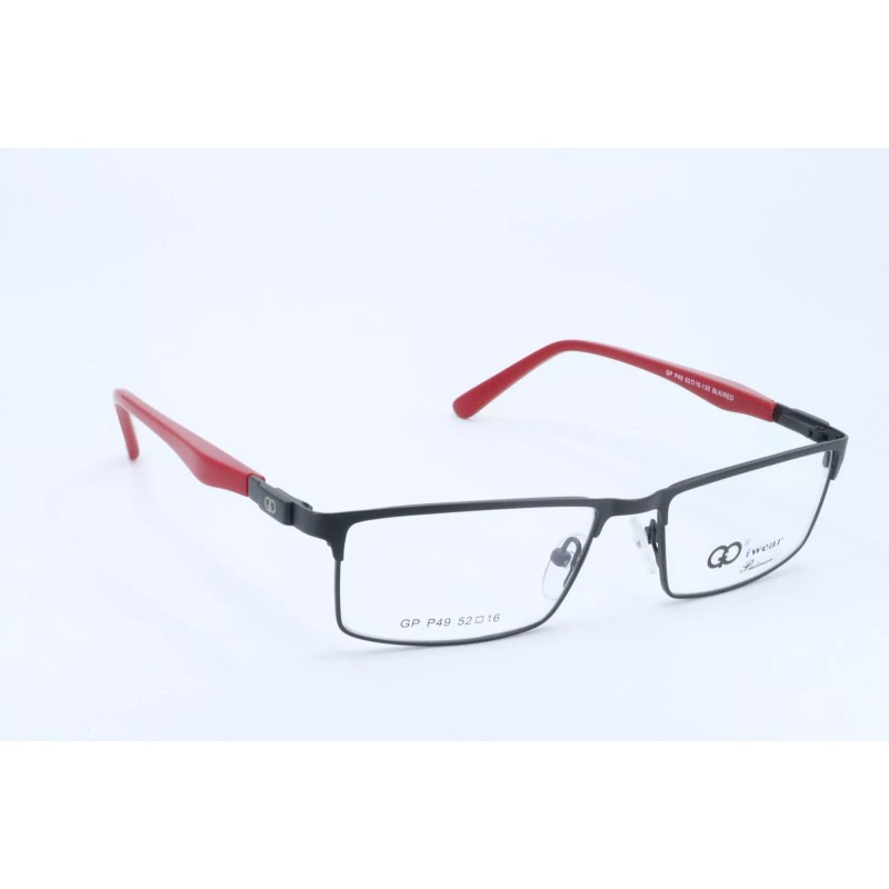Gianni Po GP P49 Black-Red Rectangle Unisex Full Rim 52-16-135