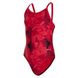 Sporti Athletic One-Piece Swimsuit for Girls – Training & Competitive Swimwear, Chlorine Resistant, UPF 50+, Thin Straps, Moderate Coverage, Comfortable Fit for Swim Teams - Red - 24