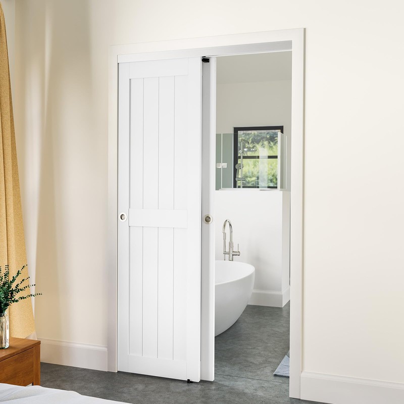 SMARTSTANDARD 48"/4FT Bypass Sliding Door Hardware Kit for Cabinet Closet,