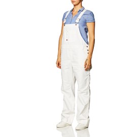 Dickies womens Denim Bib 100% Cotton Denim With Scuffgard Overalls, White, X-Small US