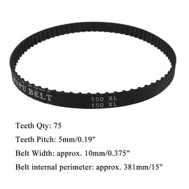 Acoeitl 150XL037 Timing Belt Rubber Pulleys Geared Drive 10mm Width 75 Teeth Closed Loop Flexible Good Tension Prevent Slip Accurate Position Easy Replace for Belt Disc Tabletop Sander 2Pcs Black