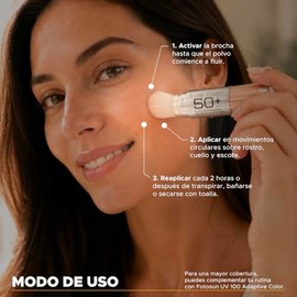 FOTOSUN UV100 Protector Solar Facial en Polvo con Brocha, Bloqueador Solar Matificante FPS 50+, Solar Brush para Rostro 4 g