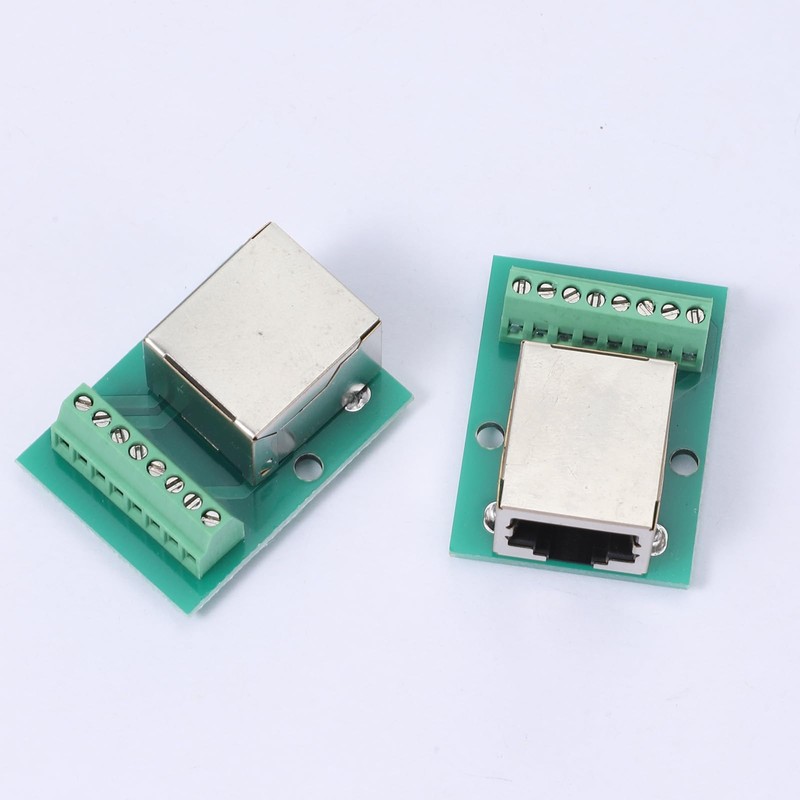 Eldraqth 2 Pcs RJ45 Ethernet Single Female Connector Breakout Board
