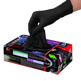 MEDFLY - 100 Black Nitrile Gloves XL Heavy Duty Gloves for Food Aesthetics Lab Black Disposable Gloves Powder Free Nitrile Gloves Versatile Elastic
