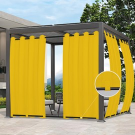 Easy-Going Outdoor Curtains Waterproof Windproof Weatherproof Curtain for Patio, Cabana, Porch, Pergola and Gazebo, Grommet Top and Tab Bottom Drape, 1panel, 54x120 inch, Yellow