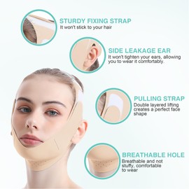 V Face Masks, Reusable V-Line Mask, Upgrade Ice-Cool Lifting Mask for V Line, Double Chin Reducer Face Lifting Bandage, for Double Chin and Saggy Face Skin, Skin Colour