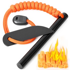 YIWUBAI Premium Flint and Steel Fire Starter Kit - 4 Inch Ferro Rod with Paracord Handle, Waterproof Survival Gear and Supplies for Camping, Hiking, Bushcraft & Emergency
