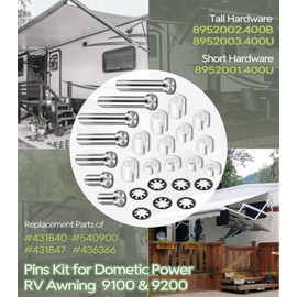 Awning Arm Repair Pin Kit – Replacement Parts of #431840, 540900, 431847, and 436366, Replacement for Dometic 8952002.400B/8952003.400U/8952001.400U, for Dometic 9100&9200, Secure Awning Arm Fastening